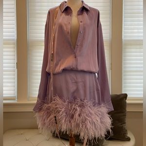 NWT House of CB Tyra feather dress